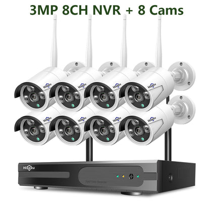 Hiseeu 3MP 5MP Wireless CCTV Camera Security System 10CH NVR kit Outdoor WiFi Camera Video Surveillance Set IR Night Vision IP