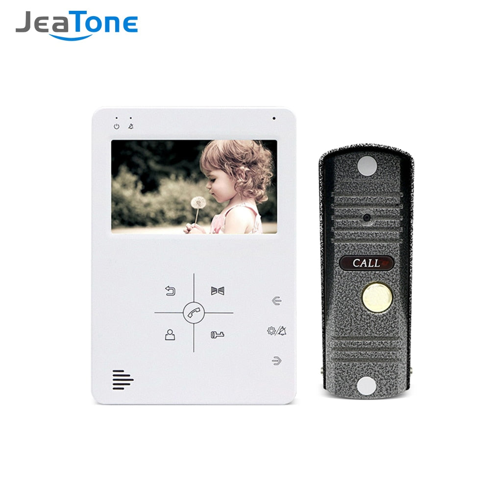 JeaTone Analog 1200TVL Home Security Video Intercom, Apartment Video Door Phone 4.3 Inches Monitor with Unlock and Dual-Way Talk