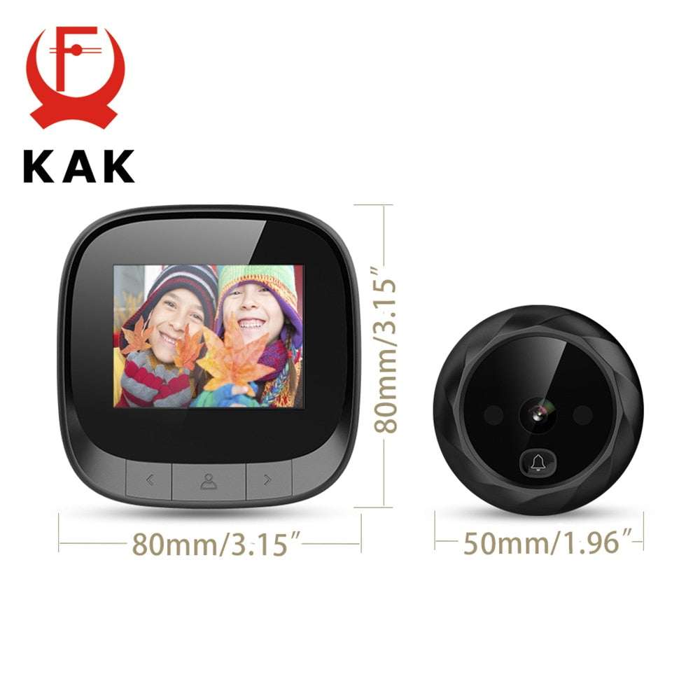 KAK 2.4&quot; LCD Screen Electronic Door Viewer Bell IR Night Door Peephole Camera Photo Recording Digital Door Camera Smart Viewer