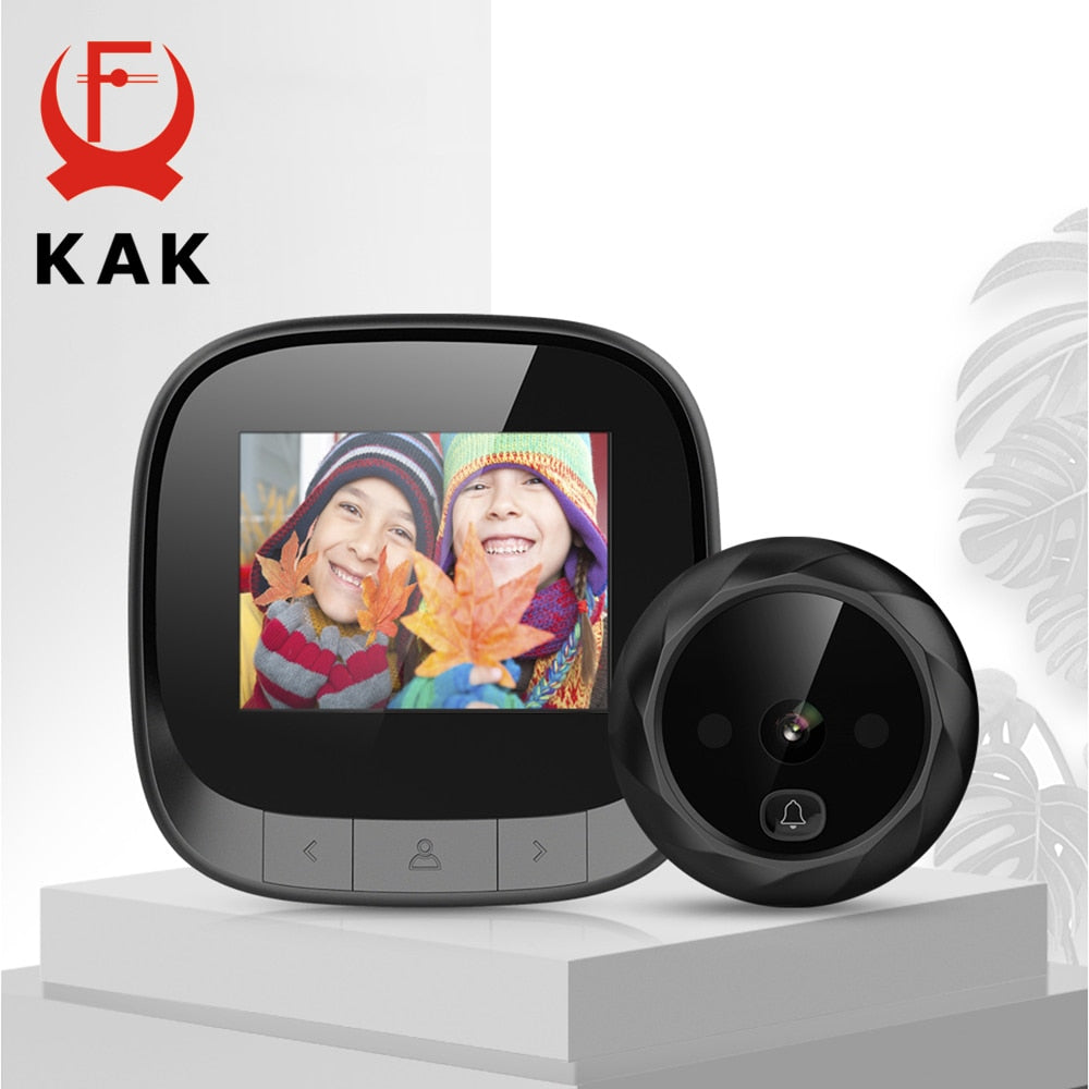 KAK 2.4&quot; LCD Screen Electronic Door Viewer Bell IR Night Door Peephole Camera Photo Recording Digital Door Camera Smart Viewer