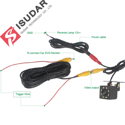 Isudar Vehicle Camera Universal reverse Parking  8 LED Night Vision Waterproof 105 Wide Angle HD Color Image