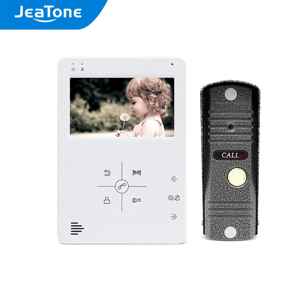 JeaTone Analog 1200TVL Home Security Video Intercom, Apartment Video Door Phone 4.3 Inches Monitor with Unlock and Dual-Way Talk