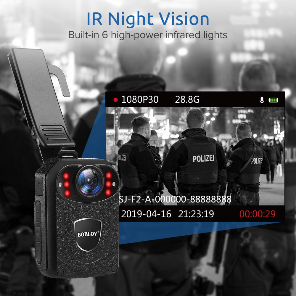 BOBLOV Police Camera KJ21 64G HD1296P Wearable Body Cam Security Guard Mini Comcorders Night Vision DVR Recorder Politie Kamera