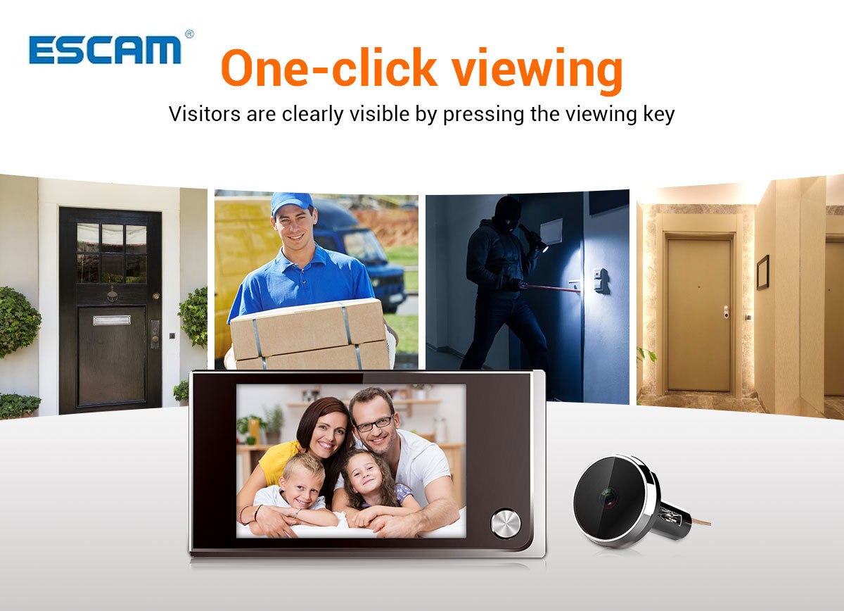 Escam C01 3.5 inch Digital LCD 120 Degree Peephole Viewer photo visual monitoring electronic cat eye camera  doorbell camera