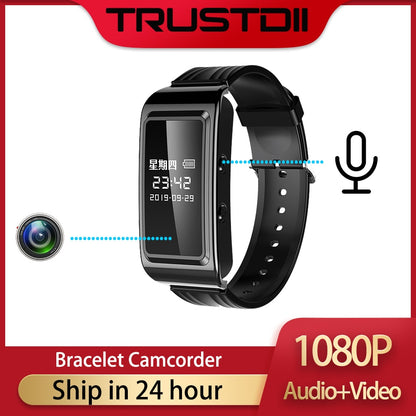 Trustdii HD 1080P Mini Camera Smart Bracelet Portable Wearable Video Recording Camcorder Wristband Camera Audio Sport DVR Watch