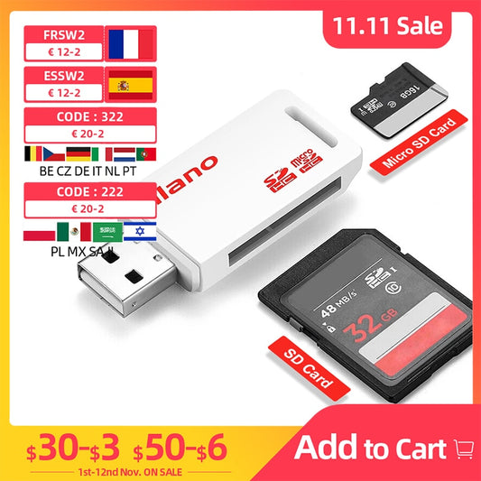 Card Reader USB 2.0 SD/Micro SD TF OTG Smart Memory Card Adapter for Laptop 2 in 1 Mini Size USB2.0 Card Reader SD Card Reader