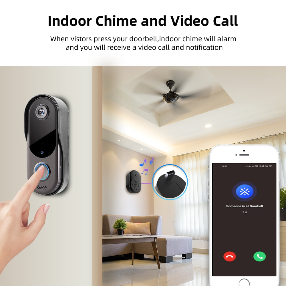 Video Intercom Doorbell WiFi Wireless Door Bell Camera Battery Powered 2-way Audio Outdoor Waterproof Security Camera Doorbell