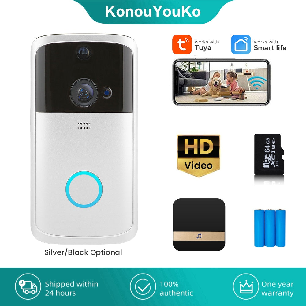 Tuya Smart Video Doorbell WiFi Camera Intercom Outdoor Wireless Door Bell Motion for Residential Security Protection Smart Life