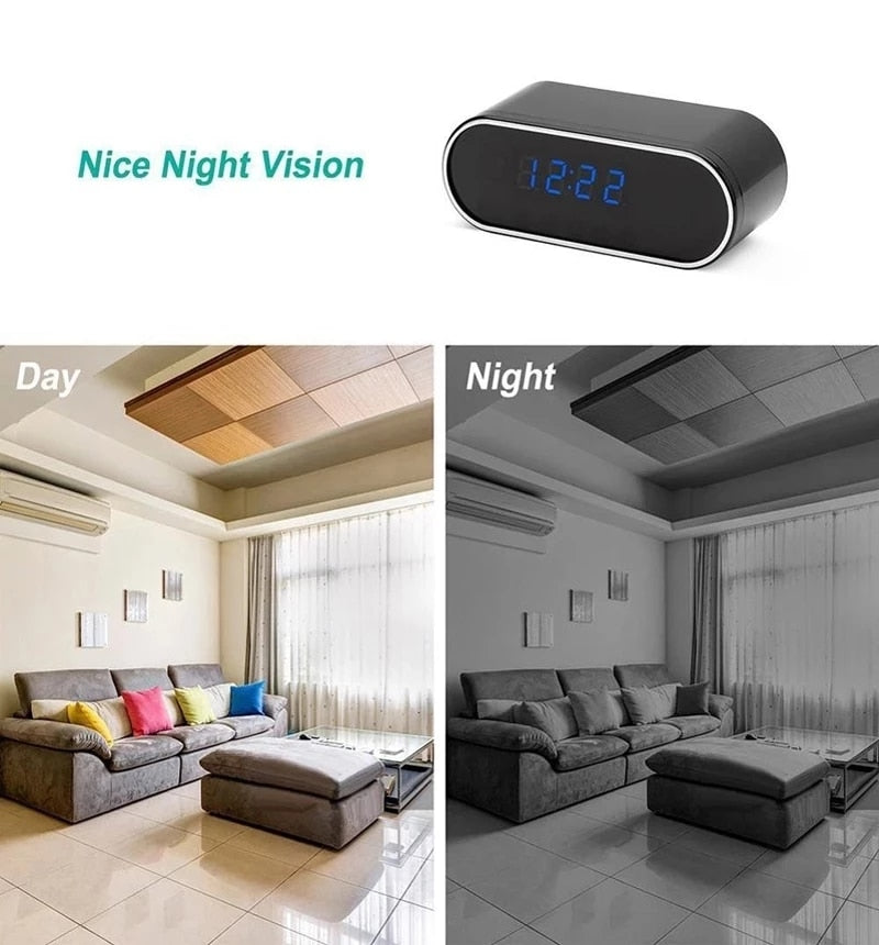 HD 1080P Clock WiFi Camera Mini IP P2P Surveillance camera Infrared Night Vision Alarm Motion Remote CCTV Camera hidden TF card