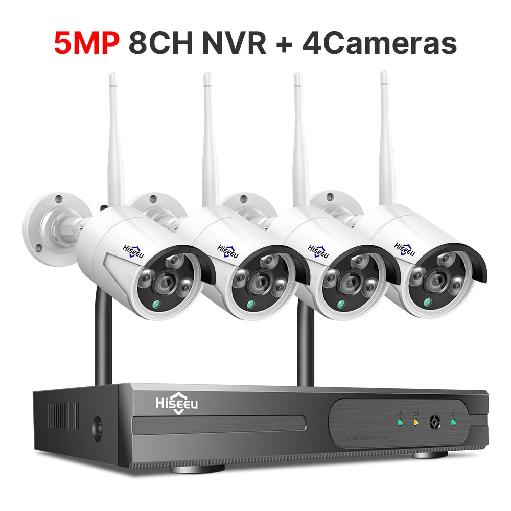 Hiseeu 3MP 5MP Wireless CCTV Camera Security System 10CH NVR kit Outdoor WiFi Camera Video Surveillance Set IR Night Vision IP