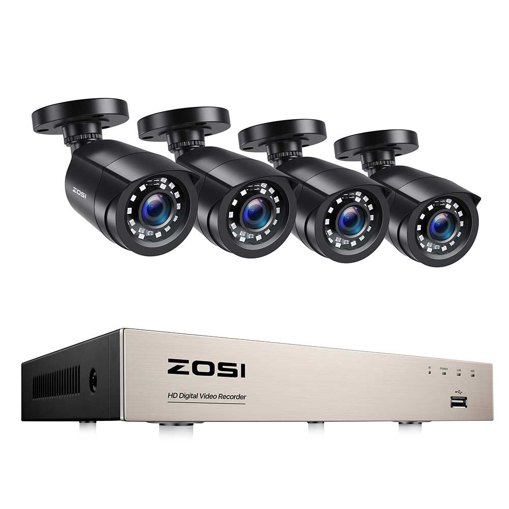 ZOSI Home Security System H.265+ 8CH DVR 4/8pcs 2.0MP 1080p Night Vision Outdoor Surveillance Waterproof Camera Kits