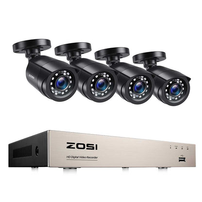 ZOSI Home Security System H.265+ 8CH DVR 4/8pcs 2.0MP 1080p Night Vision Outdoor Surveillance Waterproof Camera Kits