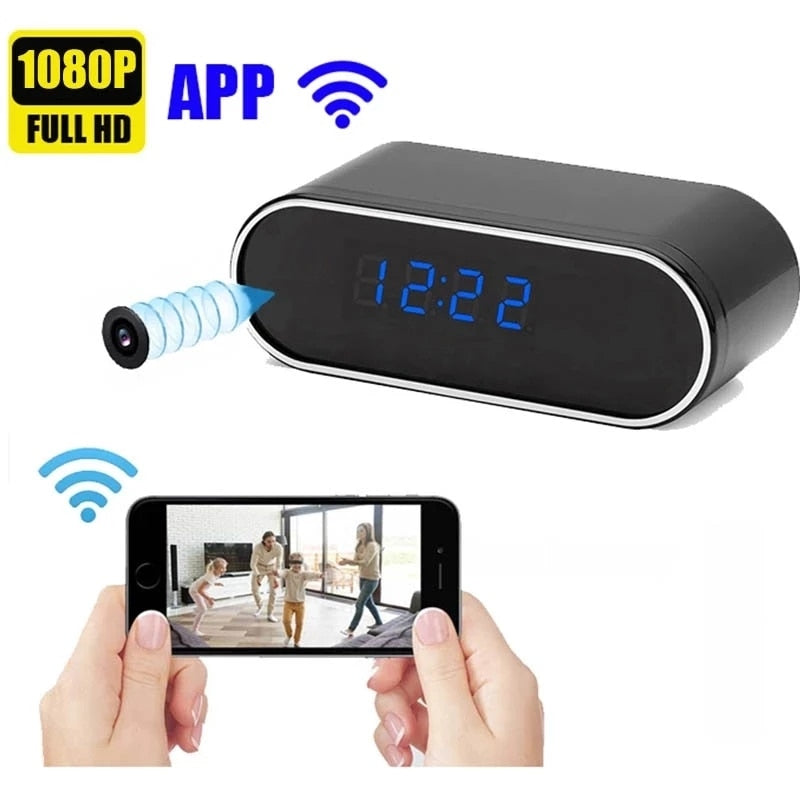 HD 1080P Clock WiFi Camera Mini IP P2P Surveillance camera Infrared Night Vision Alarm Motion Remote CCTV Camera hidden TF card