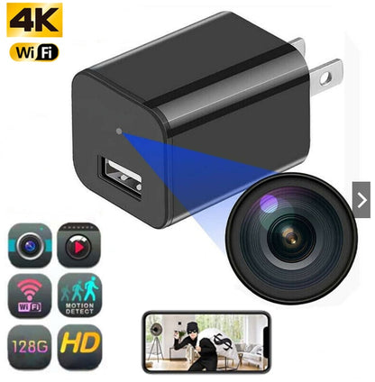 4K WiFi Mini Charger Camera Wireless Full HD 1080P Plug Cameras Surveillance USB Video Recorder Home Security Micro Camcorders