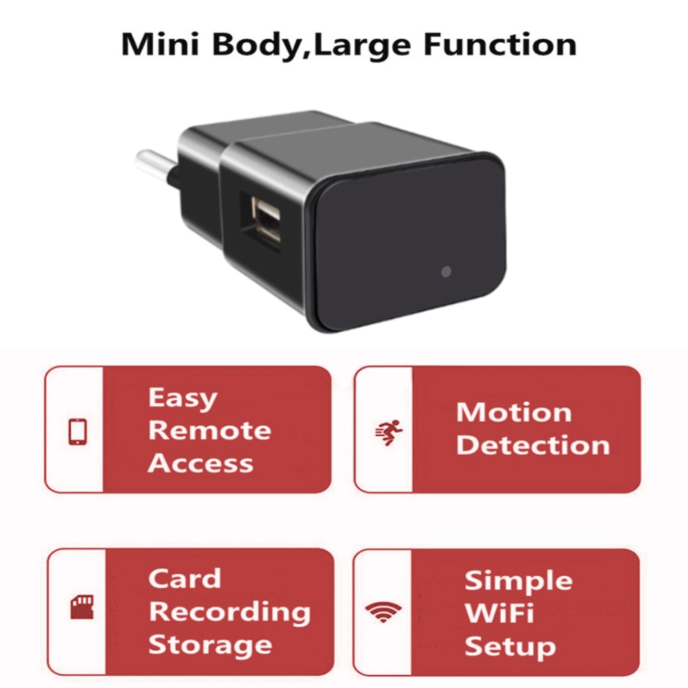 USB Surveillance Camera 1080P Mini Camera Plug with Wifi Action Security Camcorder Video Recorder Wireless Portable Hidden TF