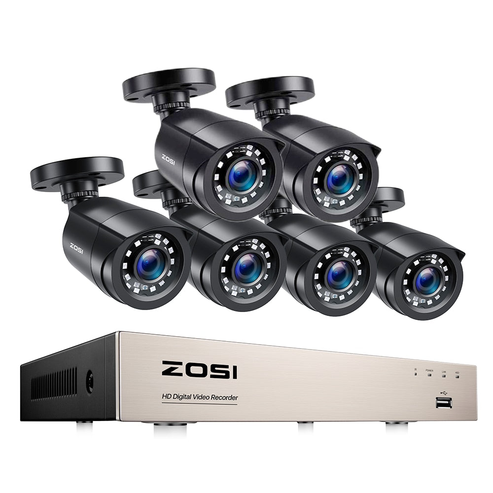 ZOSI 8CH 1080P CCTV System Outdoor 5MP Lite Video DVR with 2/4/6/8pcs 2MP Security Camera Day/Night Video Surveillance System