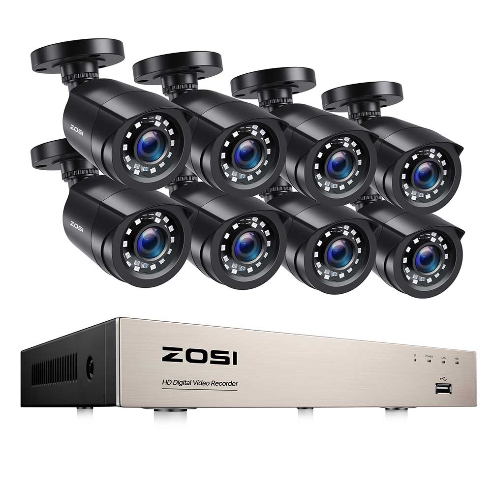 ZOSI Home Security System H.265+ 8CH DVR 4/8pcs 2.0MP 1080p Night Vision Outdoor Surveillance Waterproof Camera Kits