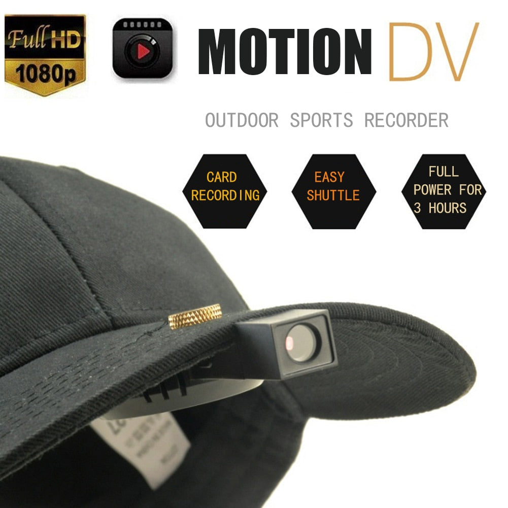 1080P Baseball Hat Cap Camera for Riding Fishing Sport DV DVR Mini Action Camera One-click Recording Adjustable Golf Sun Gorras