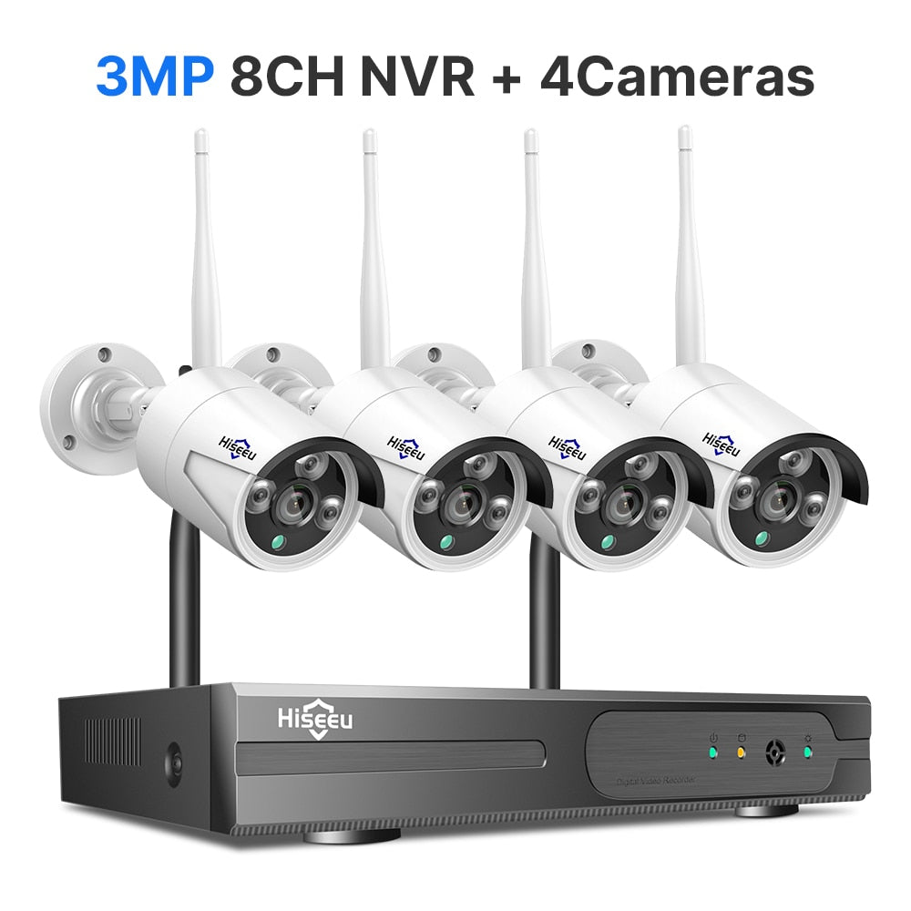 Hiseeu 3MP 5MP Wireless CCTV Camera Security System 10CH NVR kit Outdoor WiFi Camera Video Surveillance Set IR Night Vision IP