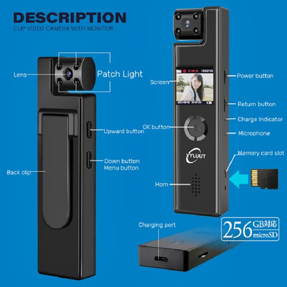 Body Camera Mini Digital Camera HD Screen Night Vision Motion Detection Snapshot Loop Camcorder Sports DV Nanny Cam