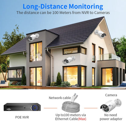 Hiseeu 5MP 3MP 8CH POE NVR Video Audio Record ONVIF CCTV IP Security Surveillance Camera System Kit Set Outdoor House Waterproof