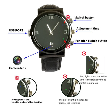 HD 1080P Mini Secret Camera Watch with Cameras Wristwatch Video Voice Recorder Micro espia camara Camcorder Photo Taker Body DVR