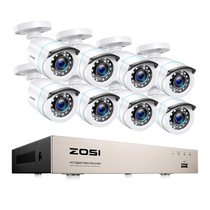 ZOSI Home Security System H.265+ 8CH DVR 4/8pcs 2.0MP 1080p Night Vision Outdoor Surveillance Waterproof Camera Kits