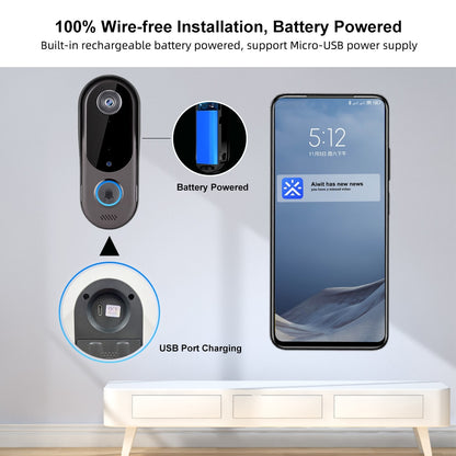 Video Intercom Doorbell WiFi Wireless Door Bell Camera Battery Powered 2-way Audio Outdoor Waterproof Security Camera Doorbell